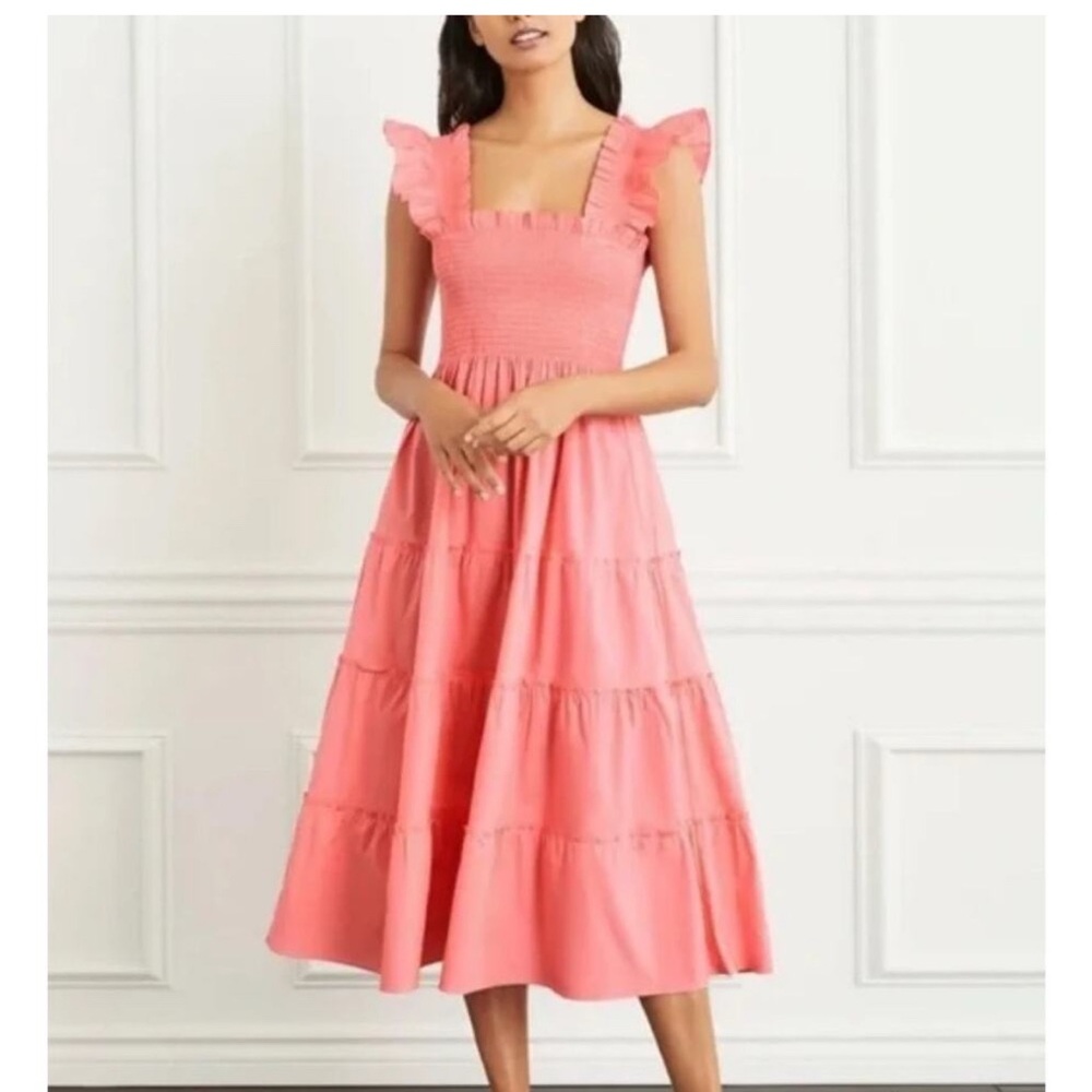 Hill House Pink Flutter Sleeve Midi Dress